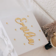Luxuriöse Weihnachtsgeschenkbox mit Name in Gold – personalisierte Geschenkverpackung mit 3D Effekt & Schleife – edle Box Weihnachten