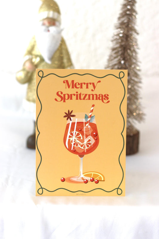 Merry Spritzmas Karte – Weihnachtskarte Aperol Spritz – lustige A6 Karte für Aperol Fans – 350g Papier – Geschenkidee Weihnachten
