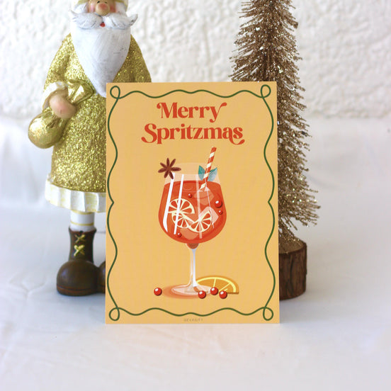 Merry Spritzmas Karte – Weihnachtskarte Aperol Spritz – lustige A6 Karte für Aperol Fans – 350g Papier – Geschenkidee Weihnachten