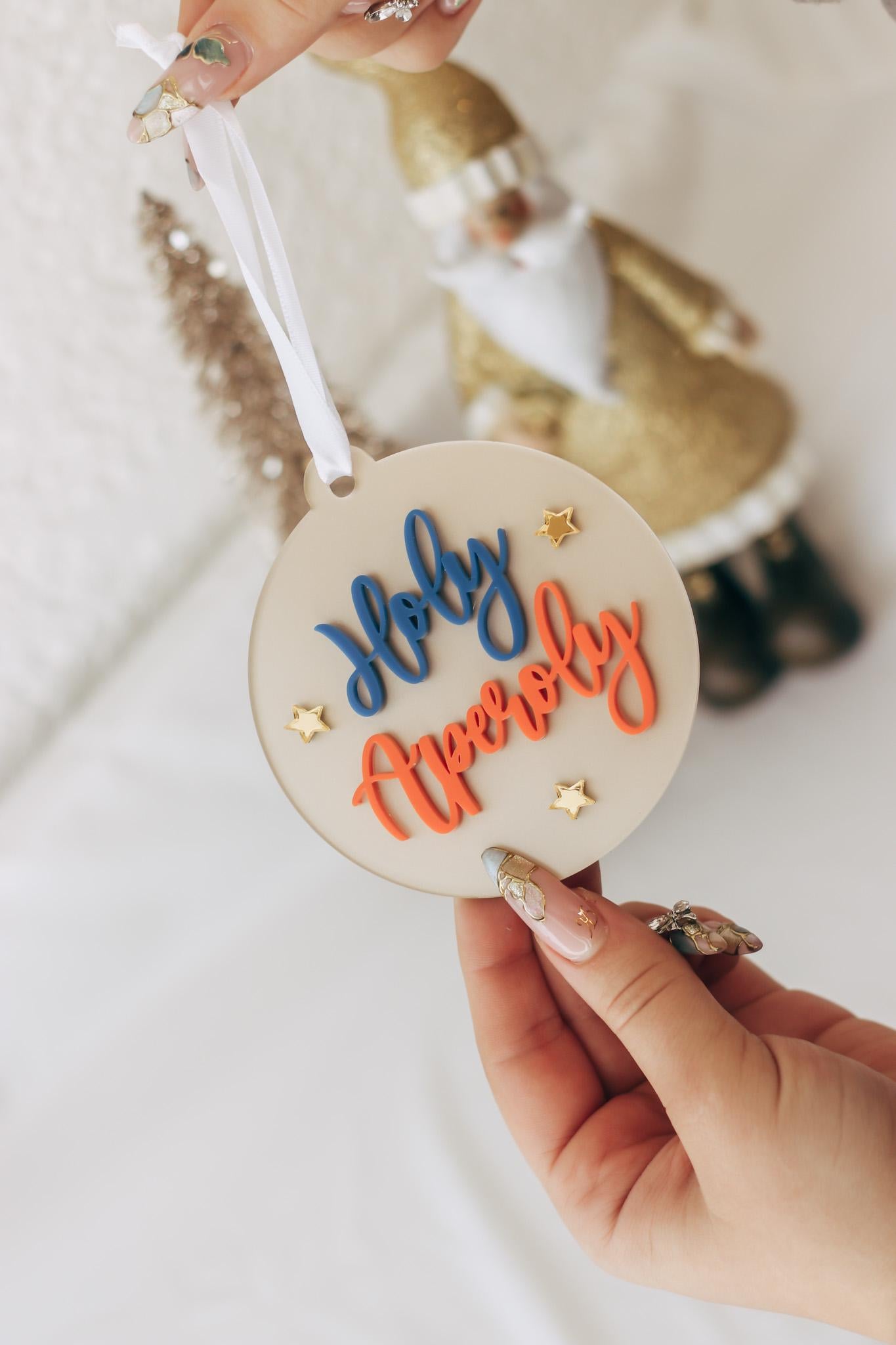 Holy Aperoly Weihnachtskugel – Acryl Christbaumanhänger 3D Effekt – personalisiertes Aperol Geschenk – champagnergold Deko Weihnachten