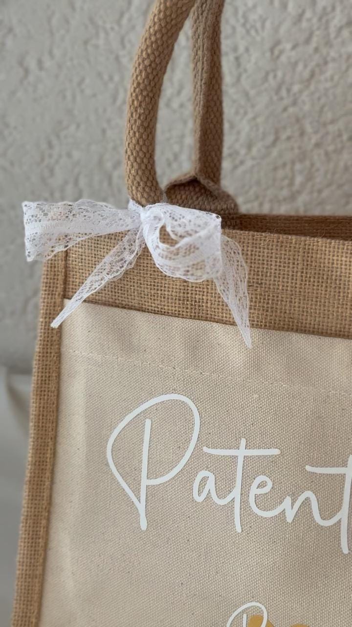 Geschenk Patentante personalisiert – Jutetasche mit Name & Herz, Taufpatin Geschenk Taufe, Patentante Danke Tasche
