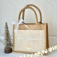 Personalisierte Jutetasche Frohe Weihnachten – Tasche mit Name & Weihnachtsbaum, Geschenk Weihnachten, Wichteln, Weihnachten Tasche