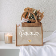 Geschenk Patentante personalisiert – Jutetasche mit Name & Herz, Taufpatin Geschenk Taufe, Patentante Danke Tasche