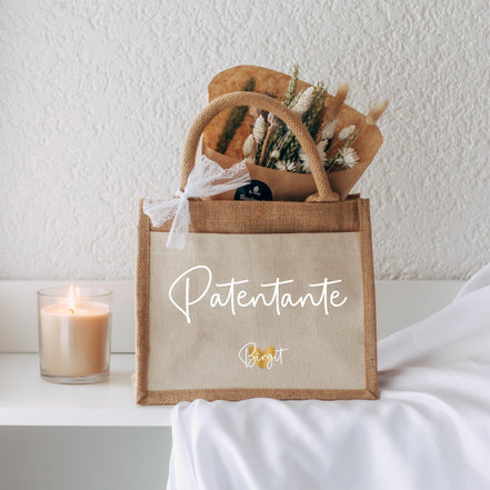 Geschenk Patentante personalisiert – Jutetasche mit Name & Herz, Taufpatin Geschenk Taufe, Patentante Danke Tasche
