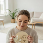 Geschenk für Patentante/Patenonkel mit Name und Herz – personalisiertes Holzschild mit Trockenblumen & Namen des Patenkindes, Taufgeschenk