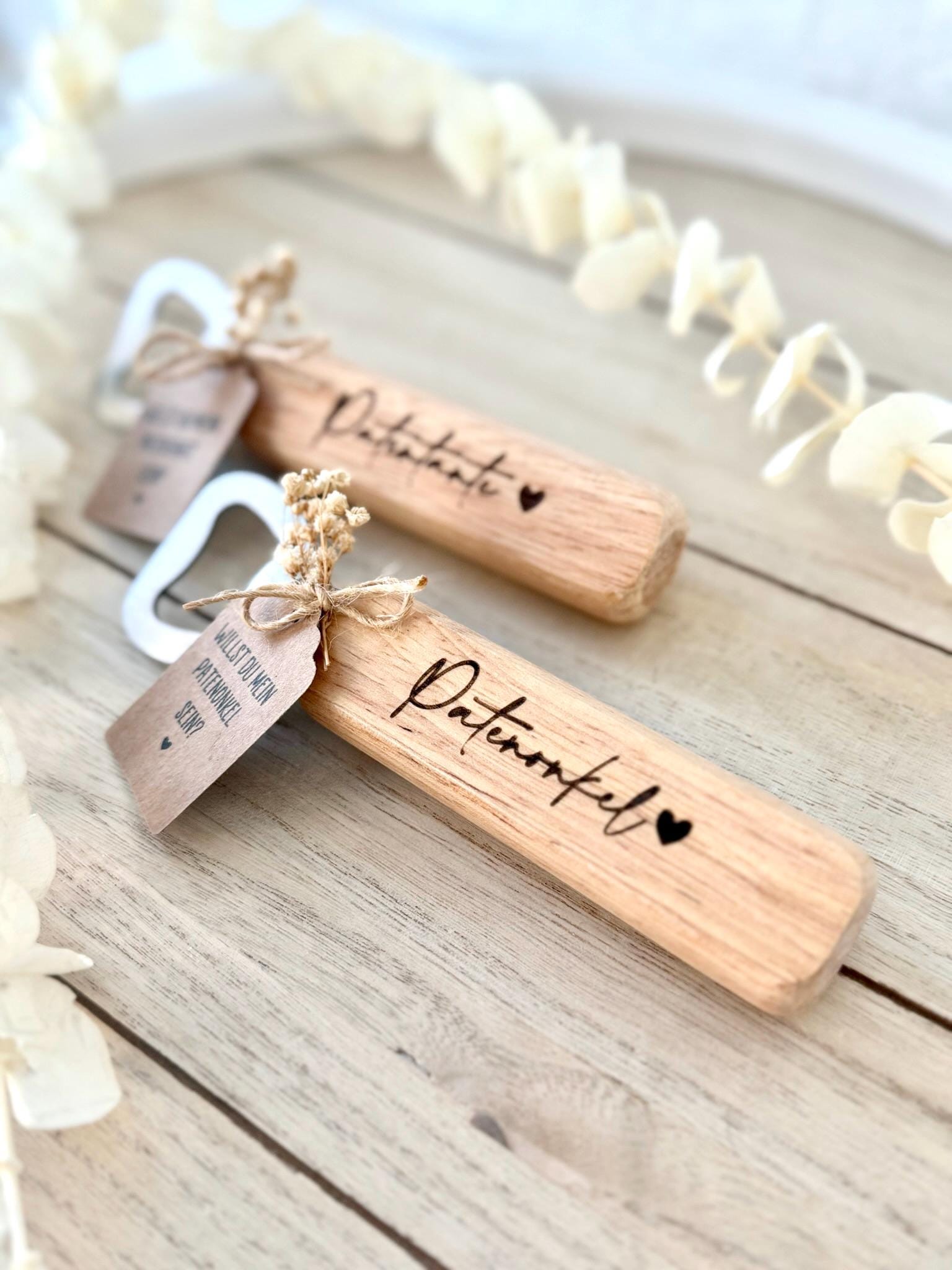 Holz Flaschenöffner Patentante oder Patenonkel – Willst du meine Patentante sein? – Personalisiertes Geschenk zur Patenschaft & Taufe