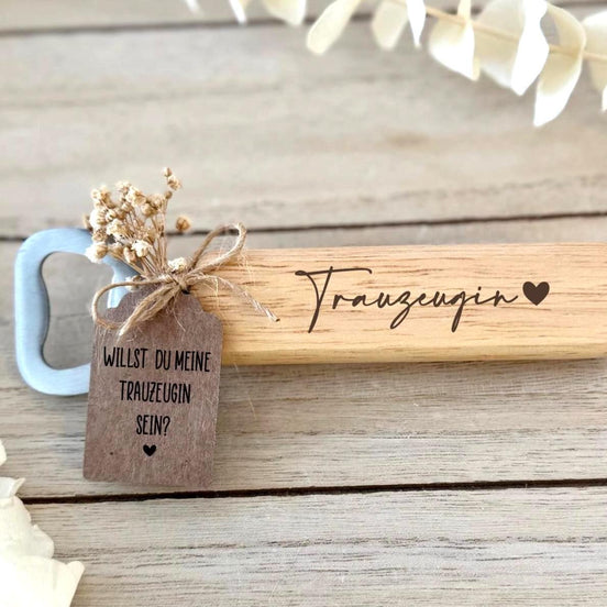 Holz Flaschenöffner Trauzeugin oder Trauzeuge – Willst du meine Trauzeugin sein? – Persönliche Hochzeitsfrage Geschenkidee