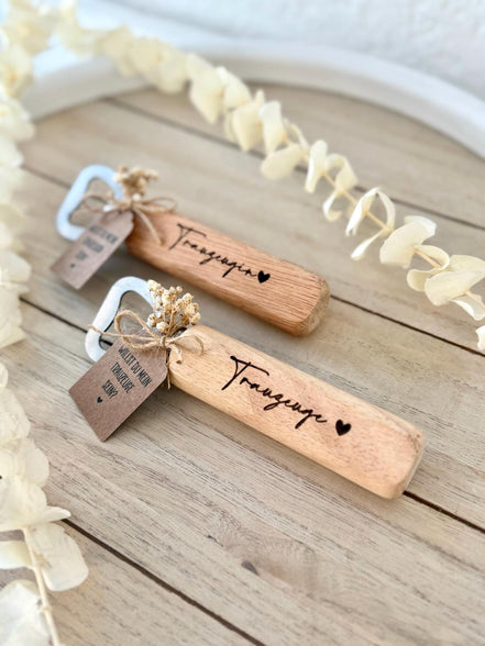 Holz Flaschenöffner Trauzeugin oder Trauzeuge – Willst du meine Trauzeugin sein? – Persönliche Hochzeitsfrage Geschenkidee