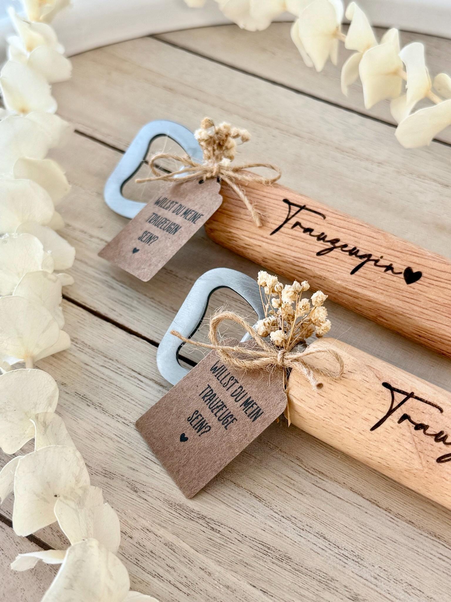 Holz Flaschenöffner Trauzeugin oder Trauzeuge – Willst du meine Trauzeugin sein? – Persönliche Hochzeitsfrage Geschenkidee