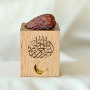 Ramadan Dattelhalter aus Holz – Bismillahirrahmanirrahim Gravur mit Halbmond – Iftar Tischdeko für Fastenbrechen, Islam Dekoration, Eid Deko