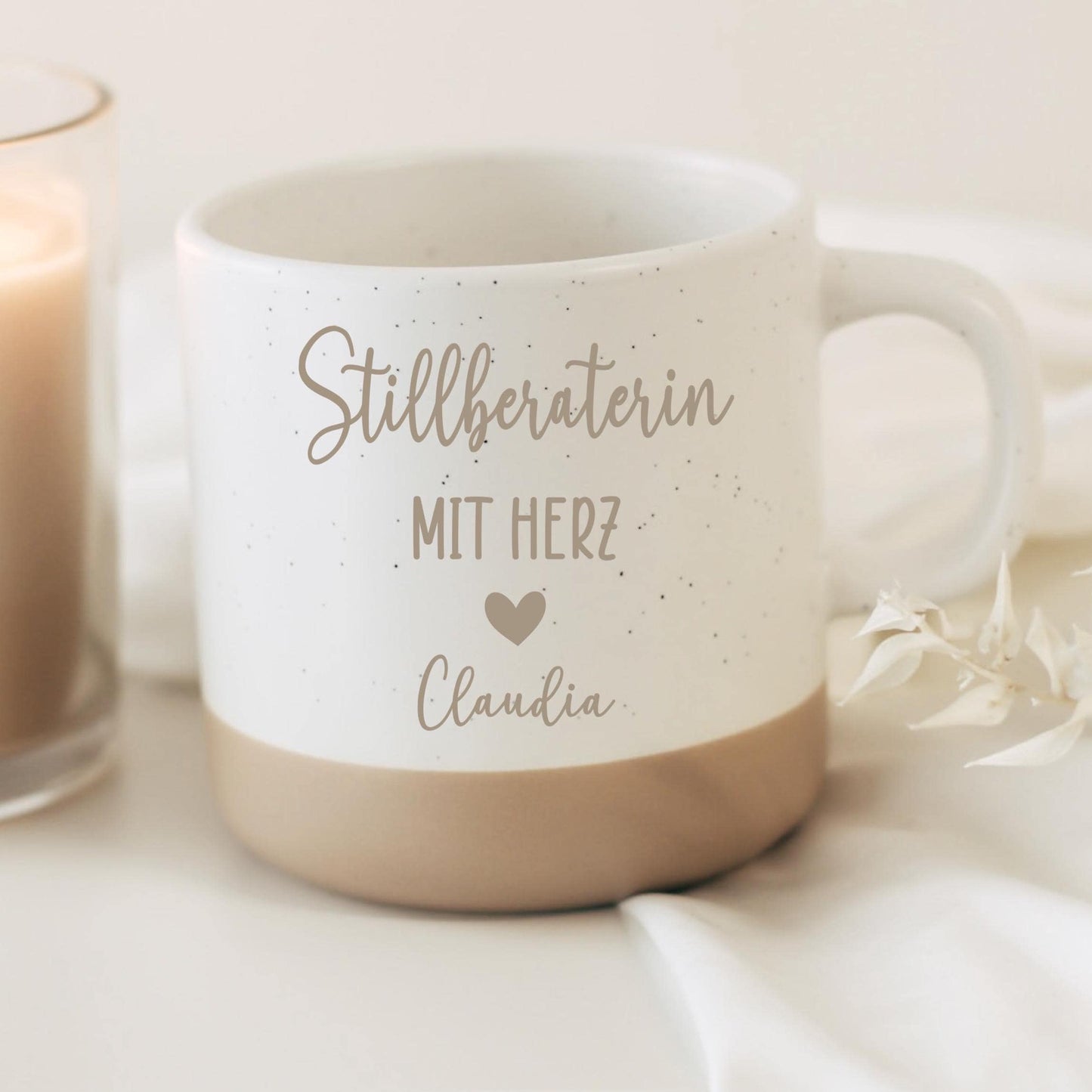 Stillberaterin mit Herz Tasse – personalisierte Keramiktasse mit Name – Danke Geschenk Stillberatung Geburt – langlebige Gravur – 360 ml