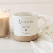 Logopädin mit Herz Tasse – personalisierte Keramiktasse mit Name – Danke Geschenk Therapie Praxis – langlebige Gravur – 360 ml