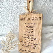 Geburtstagsgeschenk Holzbrett • Geburtstagsrezept Gravur • Holzbrett mit Spruch • Geschenk Geburtstag • Personalisiertes Geschenk