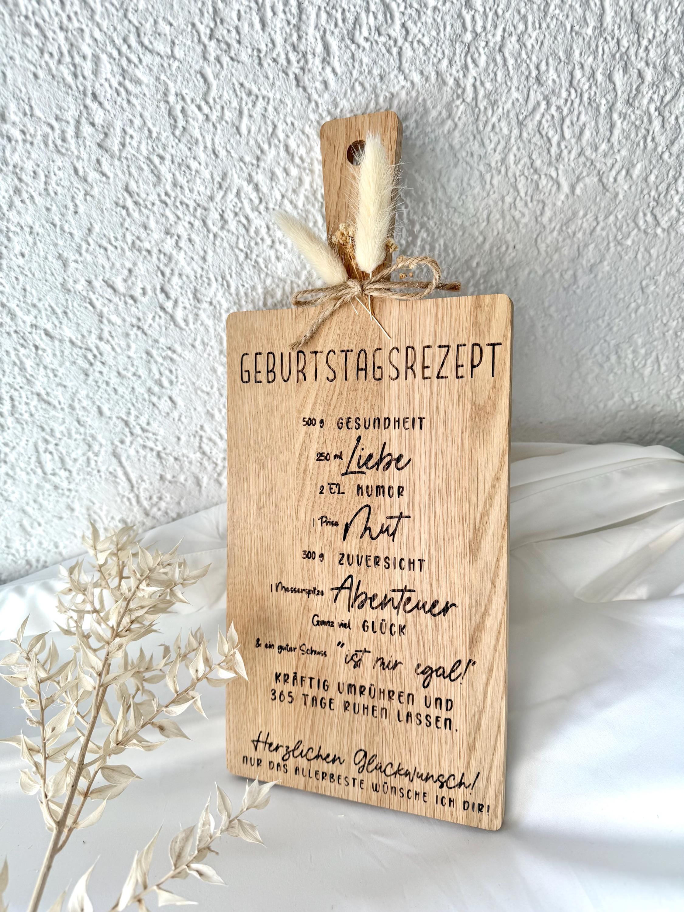 Geburtstagsgeschenk Holzbrett • Geburtstagsrezept Gravur • Holzbrett mit Spruch • Geschenk Geburtstag • Personalisiertes Geschenk