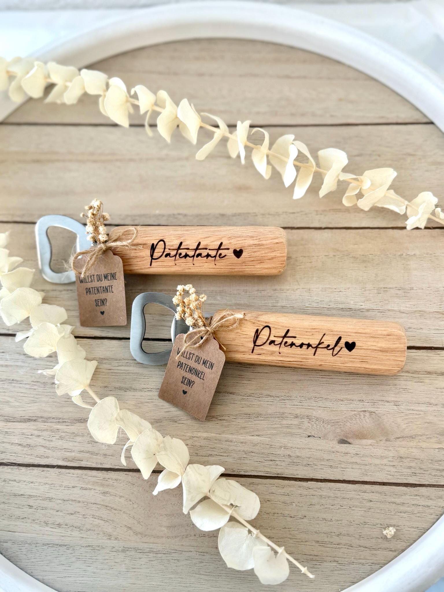 Holz Flaschenöffner Patentante oder Patenonkel – Willst du meine Patentante sein? – Personalisiertes Geschenk zur Patenschaft & Taufe
