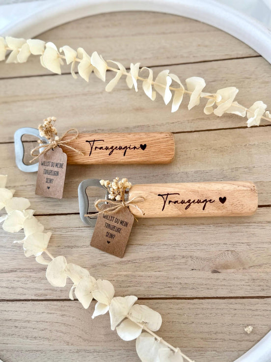 Holz Flaschenöffner Trauzeugin oder Trauzeuge – Willst du meine Trauzeugin sein? – Persönliche Hochzeitsfrage Geschenkidee