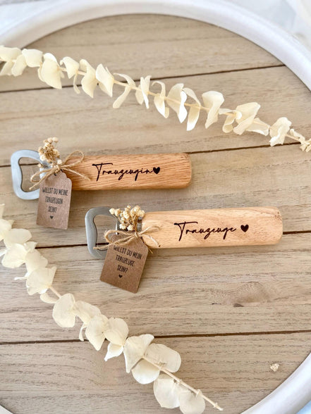 Holz Flaschenöffner Trauzeugin oder Trauzeuge – Willst du meine Trauzeugin sein? – Persönliche Hochzeitsfrage Geschenkidee