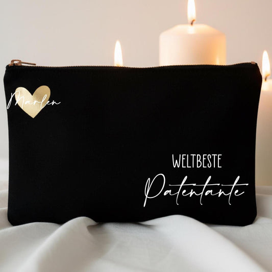Personalisierte Tasche Patentante Geschenk, Weltbeste Patentante Tasche mit Name, Kosmetiktasche personalisiert, verschiedene Farben