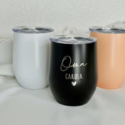 Personalisierter Thermobecher für Oma oder Opa – Edelstahl Becher mit Name & Herz – Geschenk für Großeltern – Gravur Thermobecher 354ml