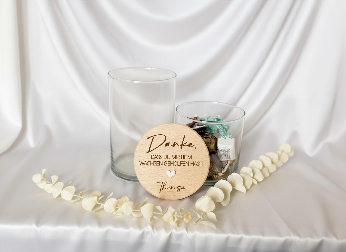 Dankeschön Geschenk Erzieherin – Vorratsglas mit Gravur – Danke fürs Wachsen helfen – Glas mit Holzdeckel, Kita Abschied,