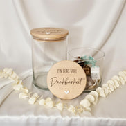 Ein Glas voll Dankbarkeit – Vorratsglas mit Gravur – Dankeschön Geschenk – Glas mit Holzdeckel, Vorratsglas, Keksdose, Danke Geschenk,