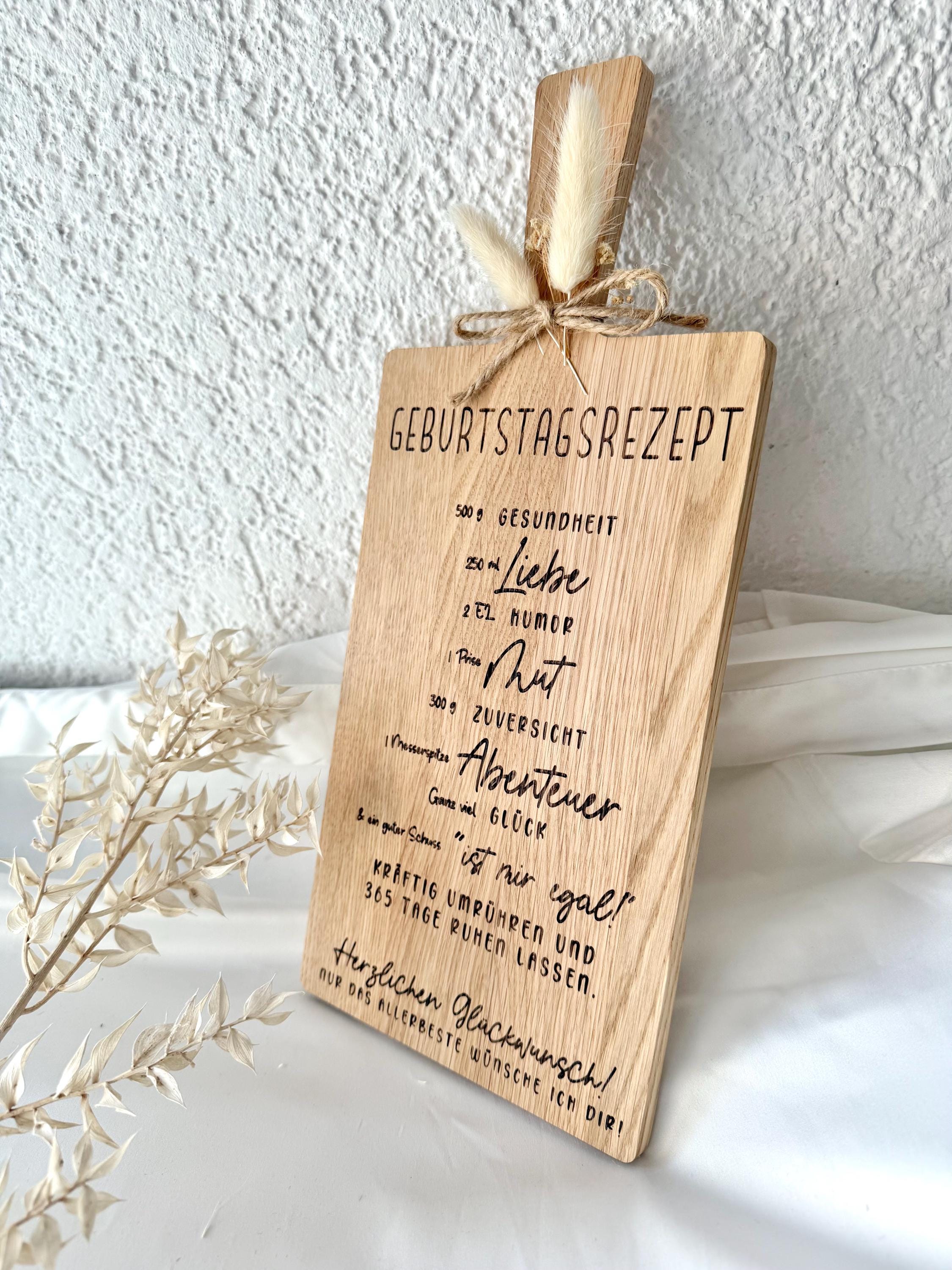 Geburtstagsgeschenk Holzbrett • Geburtstagsrezept Gravur • Holzbrett mit Spruch • Geschenk Geburtstag • Personalisiertes Geschenk