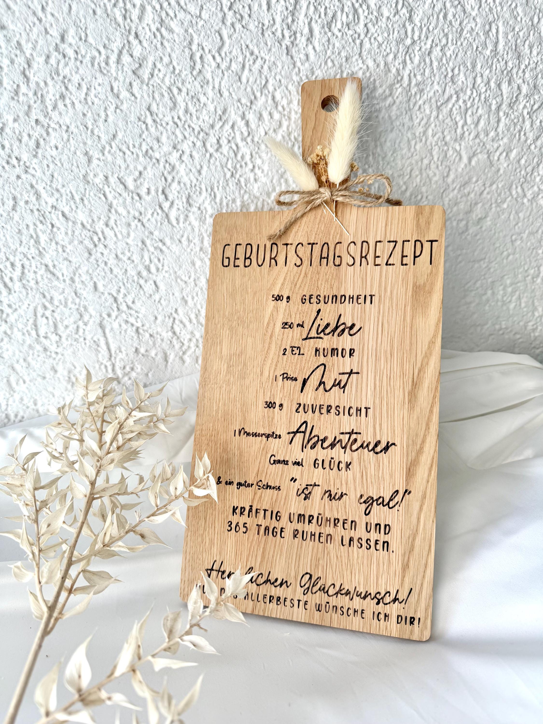 Geburtstagsgeschenk Holzbrett • Geburtstagsrezept Gravur • Holzbrett mit Spruch • Geschenk Geburtstag • Personalisiertes Geschenk
