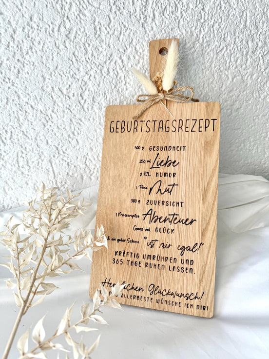 Geburtstagsgeschenk Holzbrett • Geburtstagsrezept Gravur • Holzbrett mit Spruch • Geschenk Geburtstag • Personalisiertes Geschenk