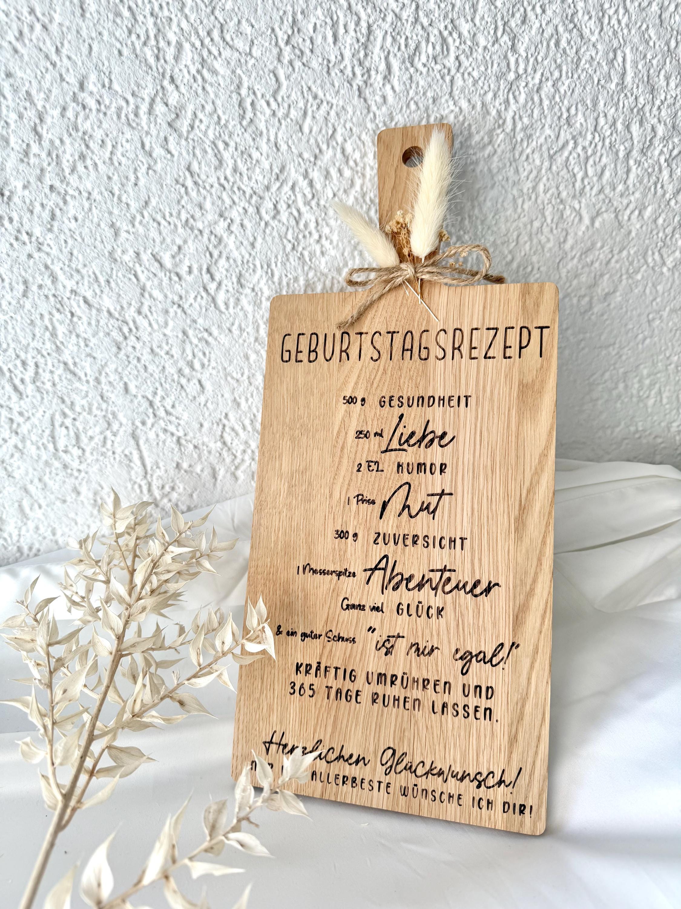Geburtstagsgeschenk Holzbrett • Geburtstagsrezept Gravur • Holzbrett mit Spruch • Geschenk Geburtstag • Personalisiertes Geschenk