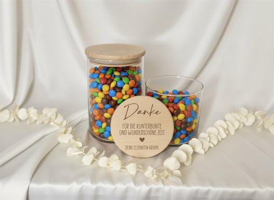 Dankeschön Geschenk Erzieherin – Vorratsglas mit Gravur – Kunterbunte Zeit – Abschiedsgeschenk Kita Gruppe
