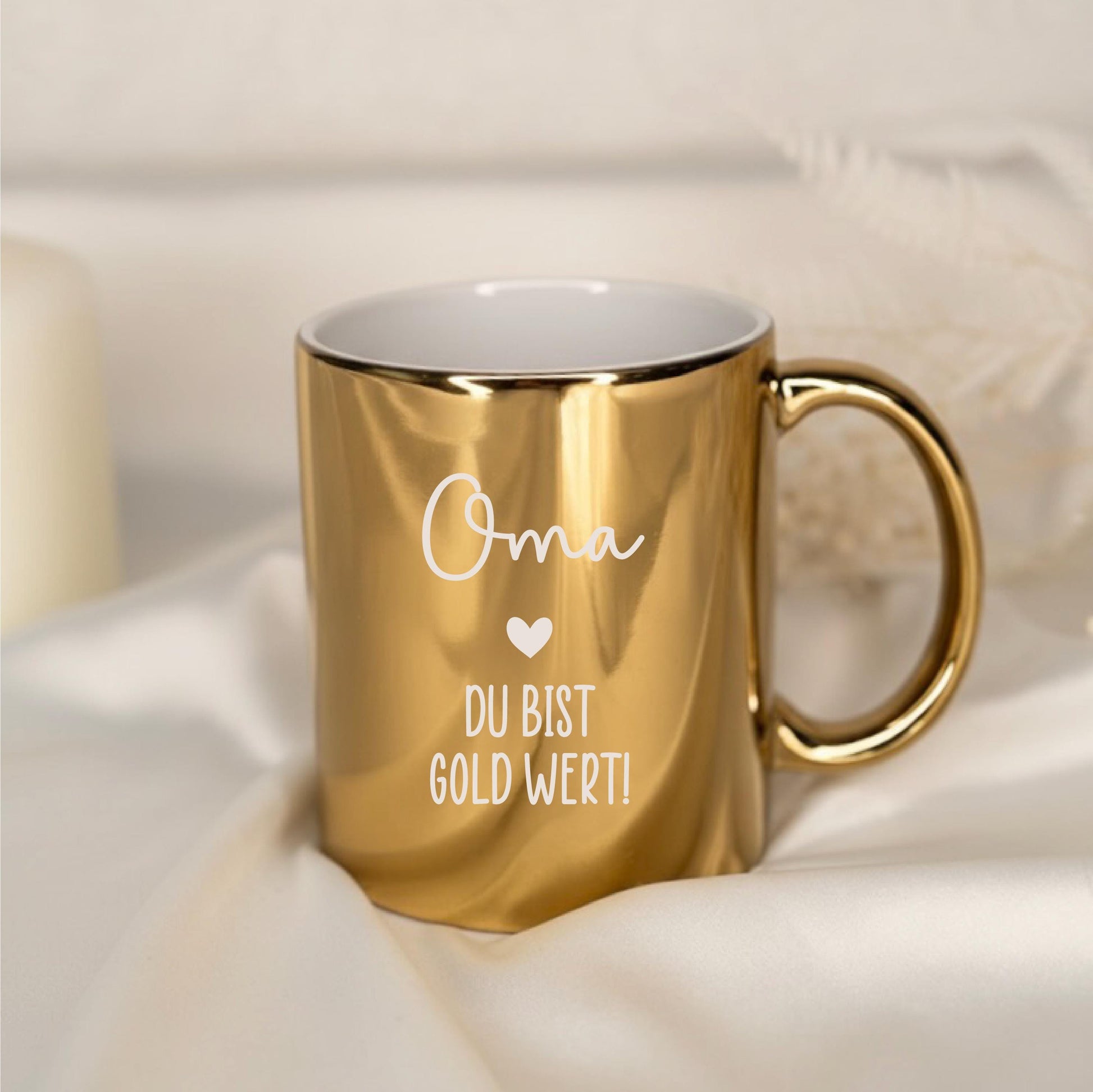 Oma/Opa Geschenk gold – Opa Geschenk personalisiert – Goldene Keramiktasse „Du bist gold wert“ – Geschenk für Großeltern