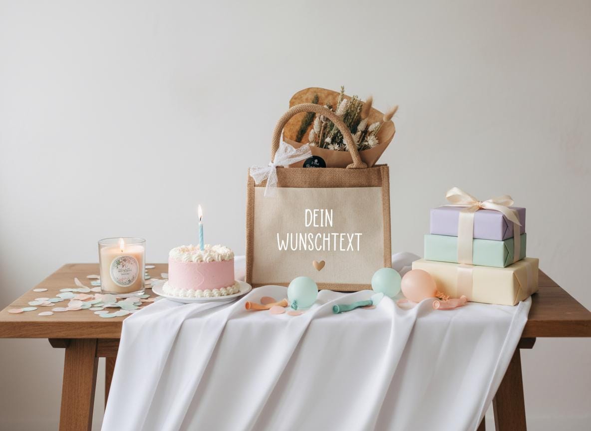 Personalisierte Jutetasche mit Wunschtext – Tasche mit Herz oder ohne, Geschenk individuell, Name, Spruch, Botschaft, Geschenk Mama Oma