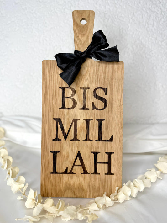 Islamisches Holzbrett Geschenk • „BIS MIL LAH“ Gravur • Muslimisches Geschenk Küche • Holzbrett Bismillah • Einweihungsgeschenk Islam, Eid