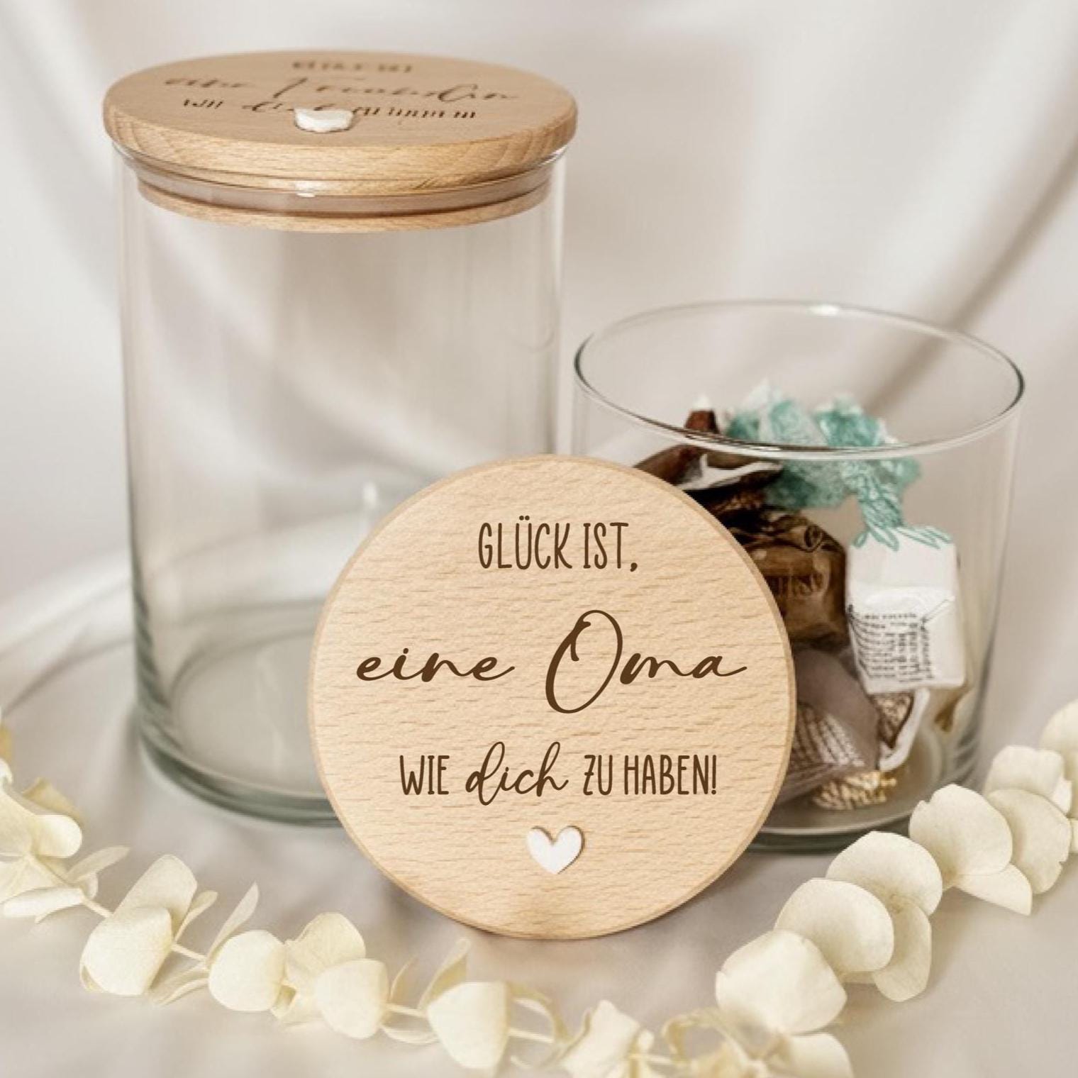 Geschenk für Oma – Vorratsglas mit Gravur – Glück ist Oma – Glas mit Holzdeckel – liebevolles Oma Geschenk