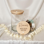 Geschenk zum Ruhestand personalisiert – Snackglas mit Name – Snacks für den Ruhestand – Vorratsglas mit Holzdeckel, Rentner, Pension,