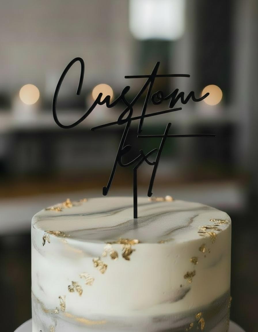 Cake Topper personalisiert mit Wunschtext/Custom Text – Acryl Gold Mirror Silber Roségold Schwarz Weiß – Hochzeit Geburtstag Torten Topper,