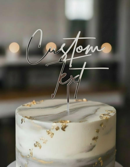 Cake Topper personalisiert mit Wunschtext/Custom Text – Acryl Gold Mirror Silber Roségold Schwarz Weiß – Hochzeit Geburtstag Torten Topper,