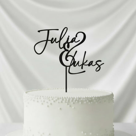 Cake Topper Hochzeit personalisiert mit 2 Namen – Acryl Gold Silber Schwarz Weiß Roségold – Torten Topper Brautpaar,