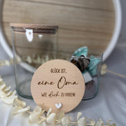 Geschenk für Oma – Vorratsglas mit Gravur – Glück ist Oma – Glas mit Holzdeckel – liebevolles Oma Geschenk