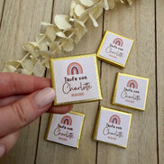 Personalisierte Schokolade (10er Set) Taufe mit Name & Datum – Gastgeschenk Taufe Regenbogen – Kommunion, Konfirmation,