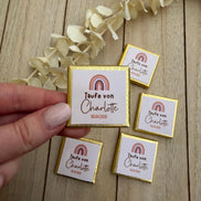 Personalisierte Schokolade (10er Set) Taufe mit Name & Datum – Gastgeschenk Taufe Regenbogen – Kommunion, Konfirmation,
