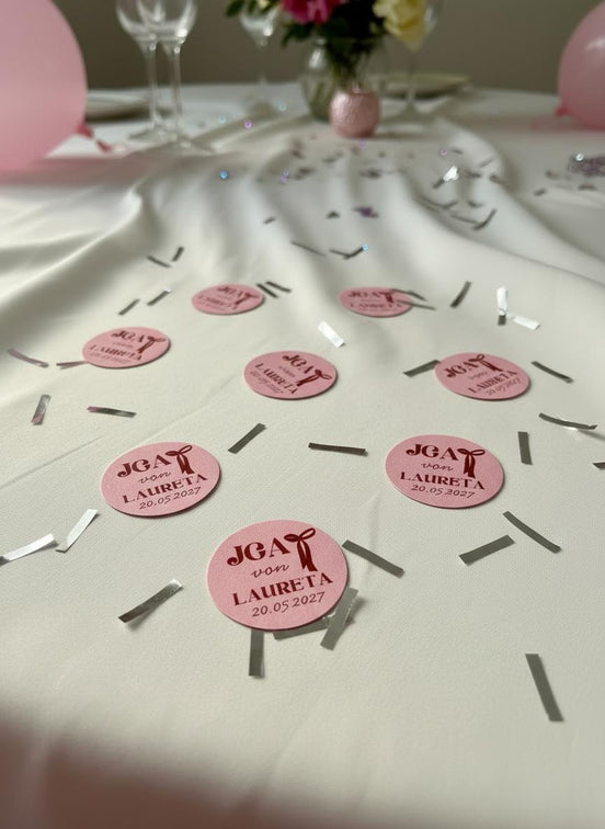 JGA Tischkonfetti personalisiert (30 Stück) – Bachelorette Party Streudeko mit Name & Datum – Junggesellinnenabschied Deko rosa,