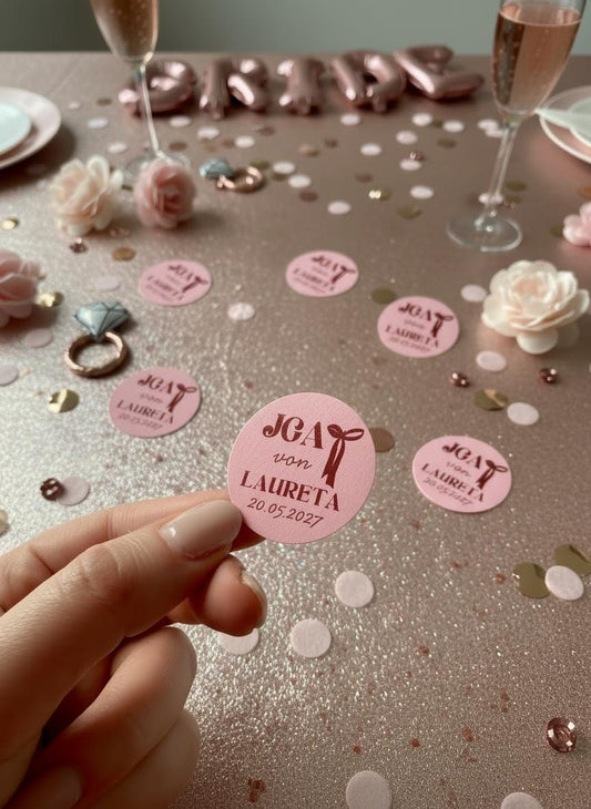 JGA Tischkonfetti personalisiert (30 Stück) – Bachelorette Party Streudeko mit Name & Datum – Junggesellinnenabschied Deko rosa,