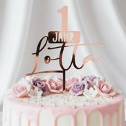 Caketopper 1 Jahr mit Name personalisiert – Acrylglas in verschiedenen Farben weiß gold rosegold– Cake Topper 1. Geburtstag Mädchen Junge