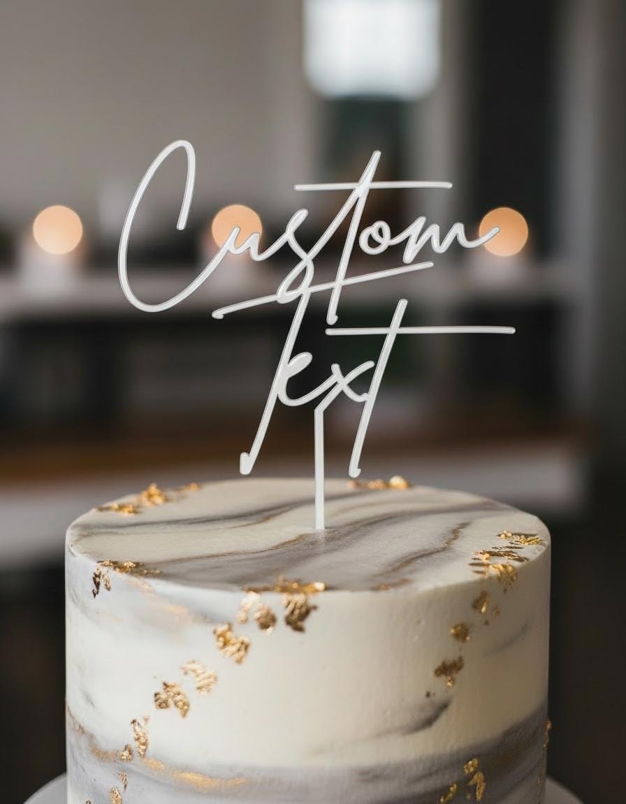 Cake Topper personalisiert mit Wunschtext/Custom Text – Acryl Gold Mirror Silber Roségold Schwarz Weiß – Hochzeit Geburtstag Torten Topper,