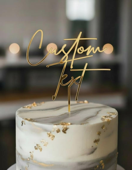 Cake Topper personalisiert mit Wunschtext/Custom Text – Acryl Gold Mirror Silber Roségold Schwarz Weiß – Hochzeit Geburtstag Torten Topper,