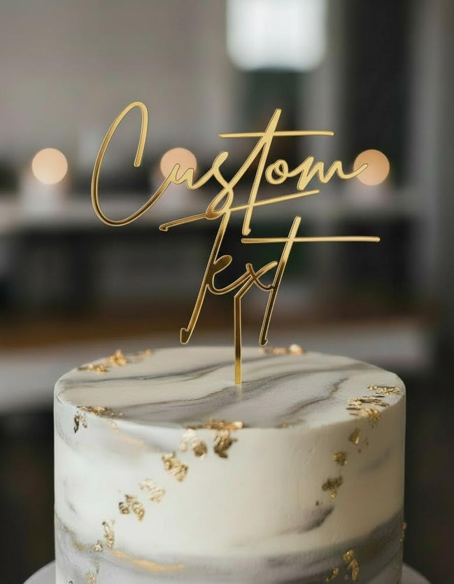 Cake Topper personalisiert mit Wunschtext/Custom Text – Acryl Gold Mirror Silber Roségold Schwarz Weiß – Hochzeit Geburtstag Torten Topper,