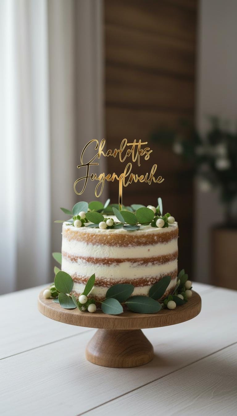 Cake Topper Jugendweihe personalisiert mit Name – Konfirmation Kommunion Torten Topper aus Acryl Gold Silber Roségold, Jugendweihe Deko