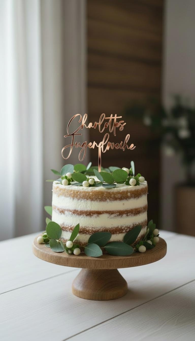 Cake Topper Jugendweihe personalisiert mit Name – Konfirmation Kommunion Torten Topper aus Acryl Gold Silber Roségold, Jugendweihe Deko