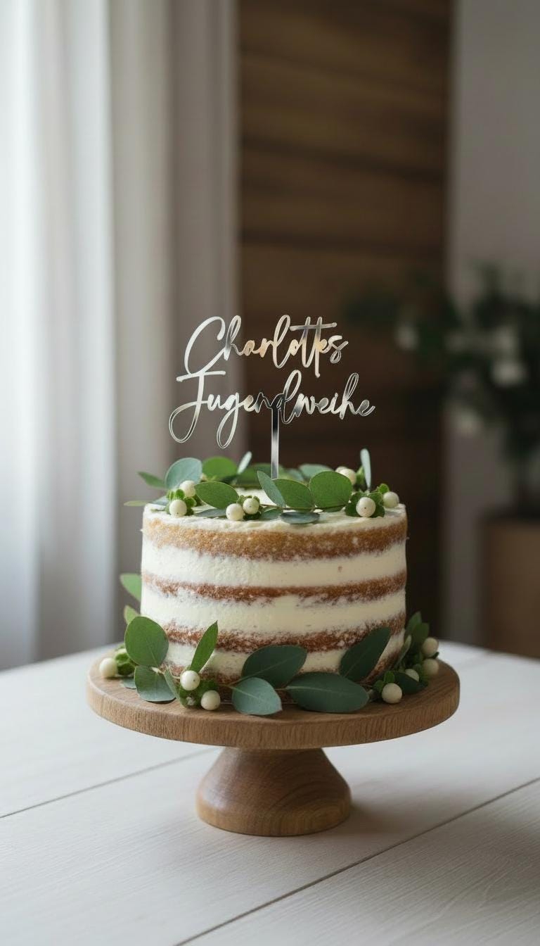 Cake Topper Jugendweihe personalisiert mit Name – Konfirmation Kommunion Torten Topper aus Acryl Gold Silber Roségold, Jugendweihe Deko